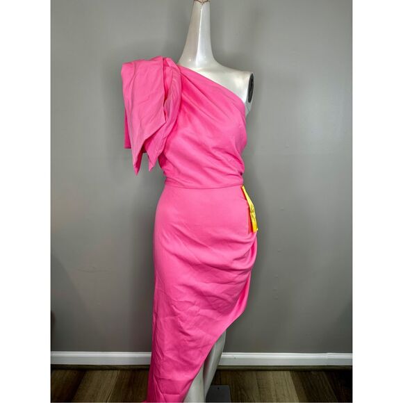 NWT Bronx And Banco Stella One Shoulder Bridal Gown Baby Pink Size 10 $695 - Picture 4 of 10